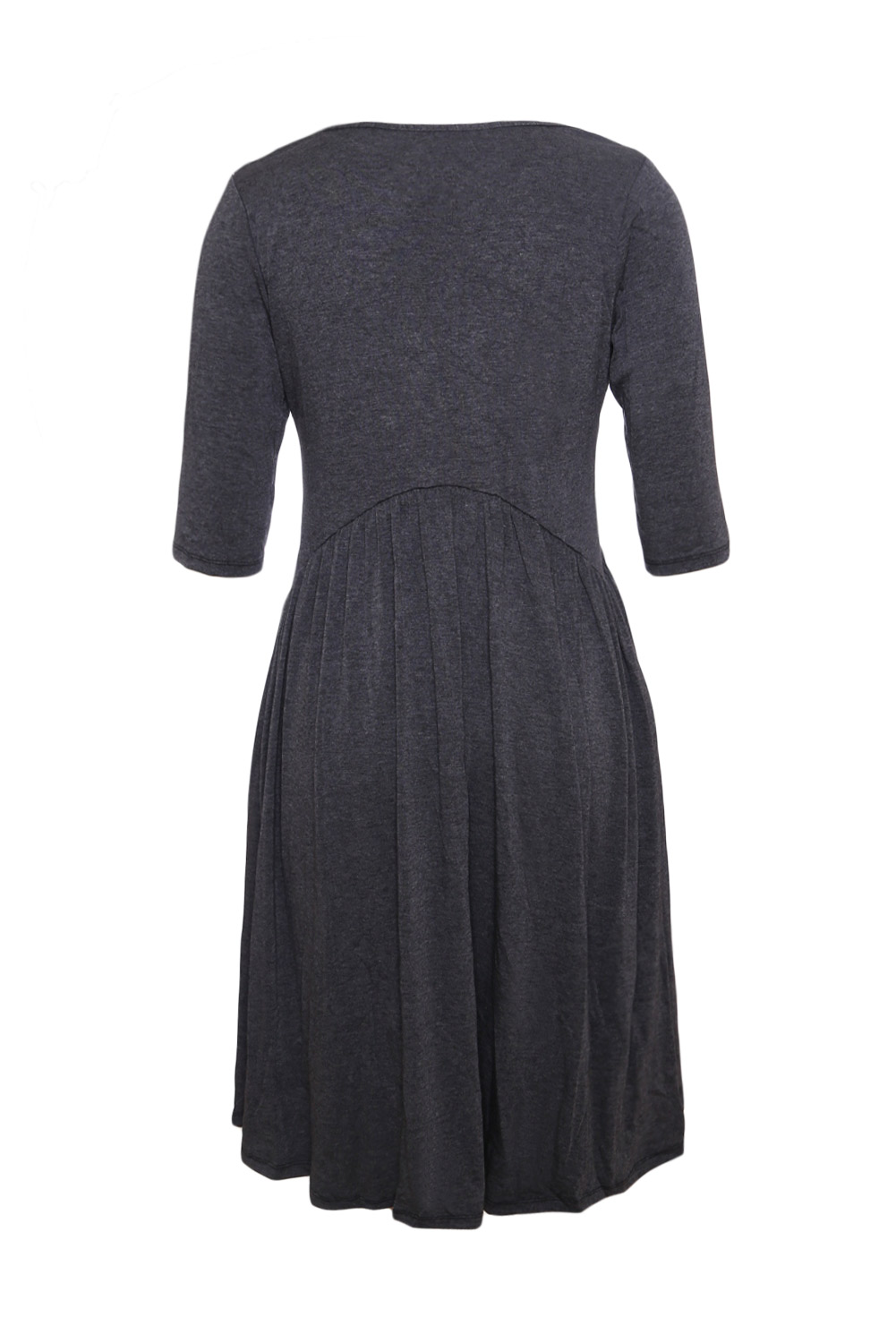 BY61653-11 Gray  Sleeve Draped Swing Dress